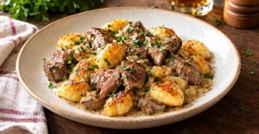 Gnocchis Onctueux au Foie de Veau et Sauce Parfumée au Cognac